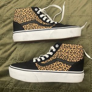 Platform vans cheetah leopard print high tops